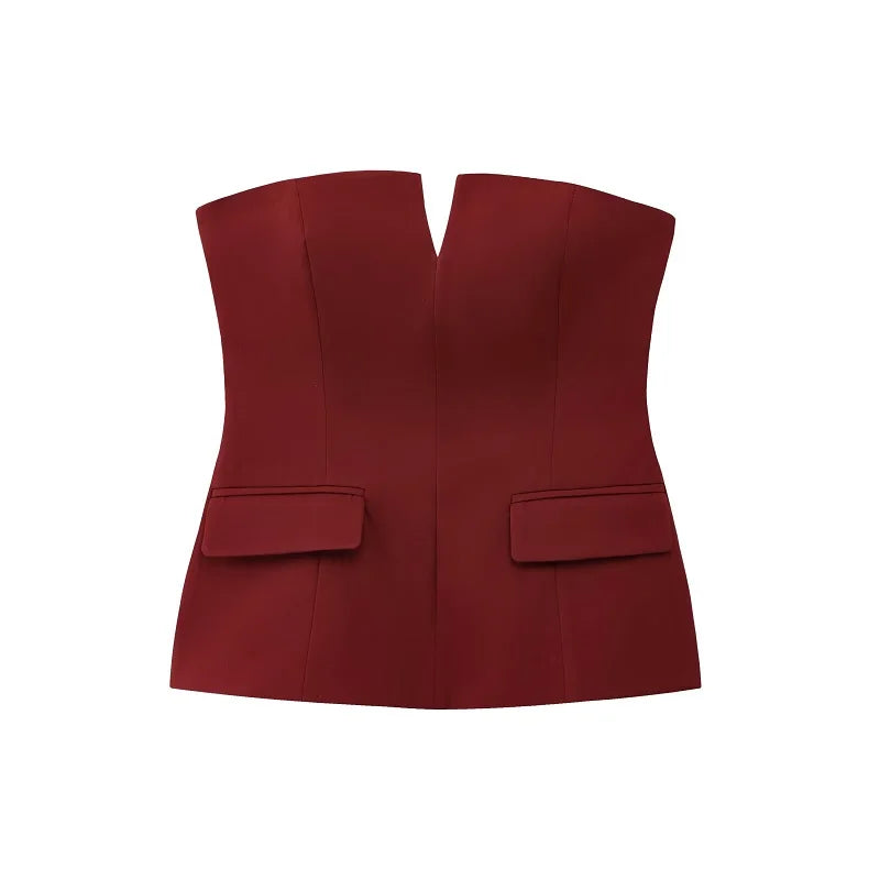 MUJER off Shoulder Tube Top Women Sexy Strapless Crop Top Woman Fashion Backless Short Tops for Women Spring Bustier Vest Top