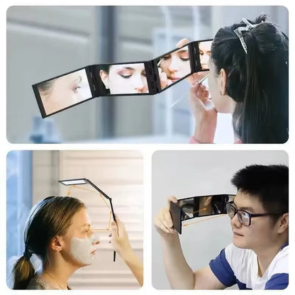 4 Way Mirror 360 Degree Handheld Desktop Portable Foldable Makeup Mirror For Self Hair Cutting Makeup Mirror Convenient and prac