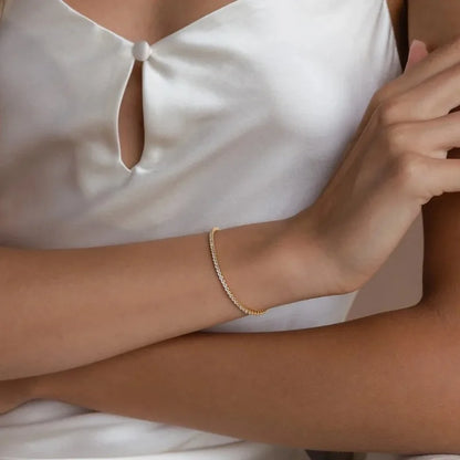 Bracelet de tennis rond en zircon avec strass à une seule rangée, bijou de main de niche, mode européenne et américaine