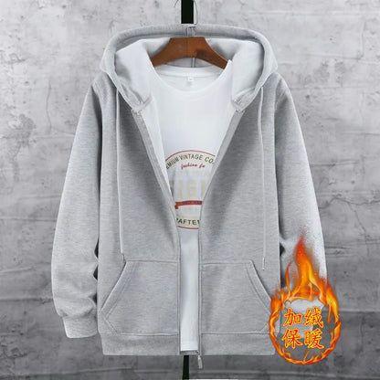 Men's And Women's American Style Hooded Zipper Cardigan Lamb Velvet Sweatshirt Autumn Winter Thickened Warm Casual Outerwear