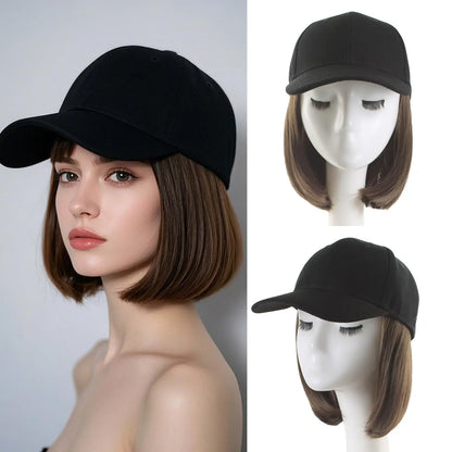 Wig, Baseball Cap with Hair Attached for Women, Adjustable Hat Wig with Heat Resistant Synthetic, 6 Inch, Baseball Cap with Hair