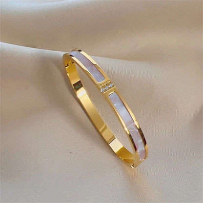 ZAKOL 5/1pcs Sparkling Zirconia Inlaid Stainless Steel Bracelet Set for Women Stackable Bangles Fashion Non Fading Jewelry Gift