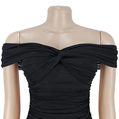 Dresses for Woman 2026 Elegant Sexy Off Shoulder Ruched Cinched Waist Evening Party Mesh Maxi Long Dress Slim Fit Fishtail Gown