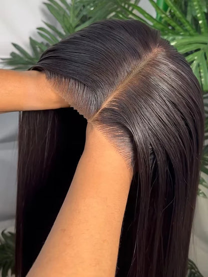 Perrque de cheveux brésiliens humains 4x4 sans colle, prête à porter, de 36, 38, 40 pouces, perruques frontales en dentelle HD transparente 13x4 13x6, lisses comme des baguettes.