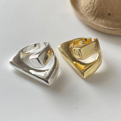Bagues en argent sterling 925 pour femmes, bijoux fins géométriques, bague ajustable en or géométrique pour fête d'anniversaire