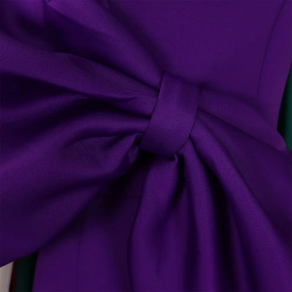 Elegant Party Dresses for Woman 2024 New V Neck Short Sleeve Big Bow Decorate Sheath Side Split Ankle Length Luxury Party Dress