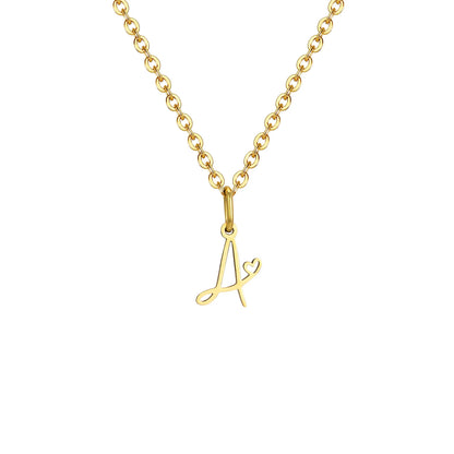 Dainty Heart Initial Necklace for Women, Gold Plated A-Z Letter Pendant, Waterproof Stainless Steel Monogram Jewelry, Personaliz