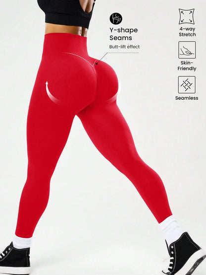 Legging de sport taille haute gainant pour femme, effet push-up, respirant, séchage rapide, avec découpe en V au dos
