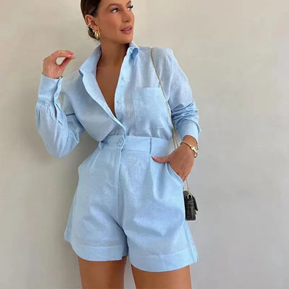 Women 2 Piece Set Outfit Women'S Vacation Fashion Casual Suit Solid Color Summer Conjuntos Para Mujeres 2 Piezas Elegantes 2025