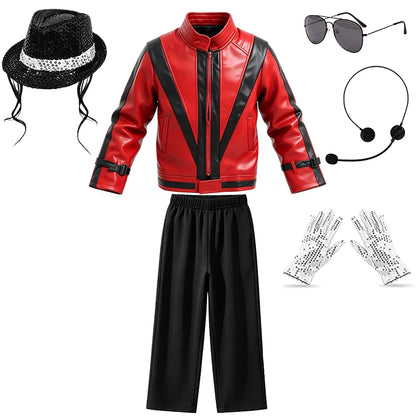 Pop Star Jackson Kids Clothes Halloween Cosplay 80s Singer Stage Performance Children's Costume Rock Disco Dancing Boys Outfits