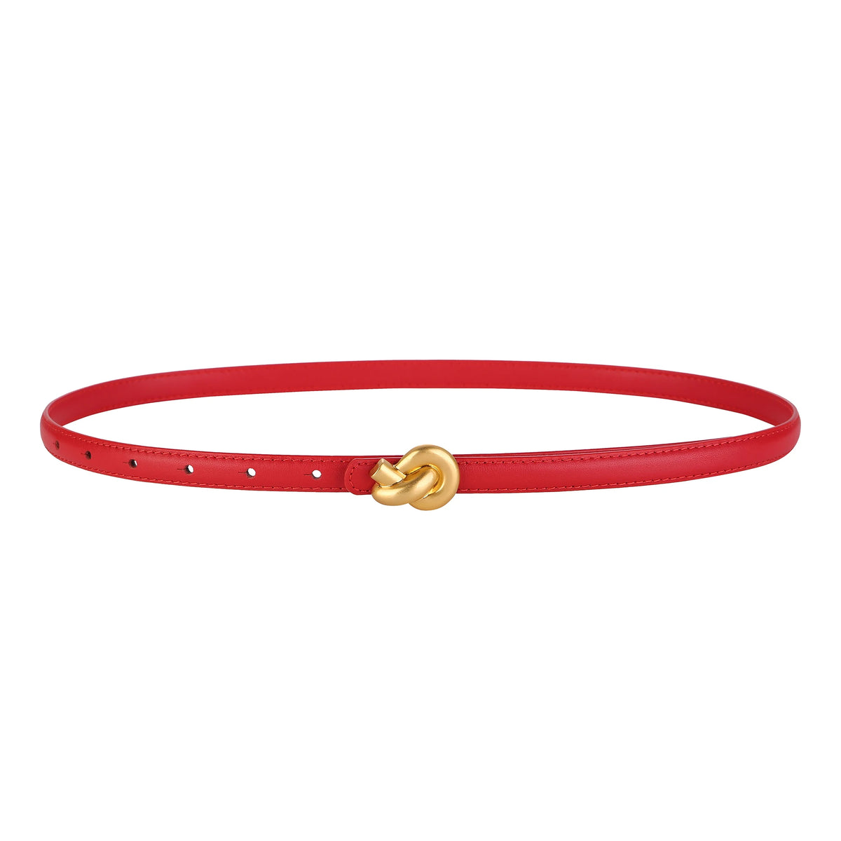 Premium Genuine Leather Women's Fashion Belt with High-Quality Metal Knot Buckle for Dresses and Jeans