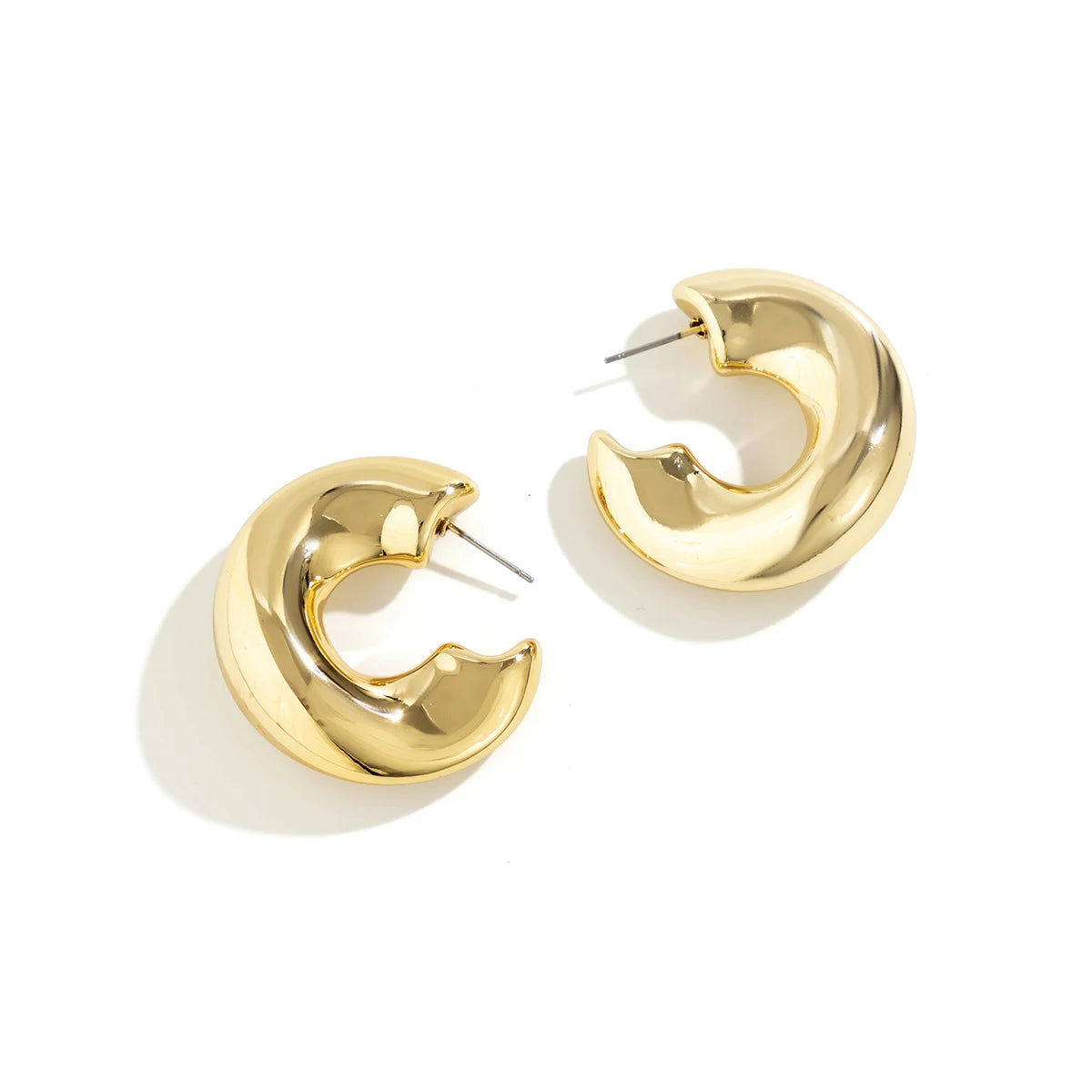 IngeSight.Z Vintage Metal Thick C-shaped Hoop Earrings for Women  Punk Gold Color Hip Hop Earrings Party Jewelry Gift