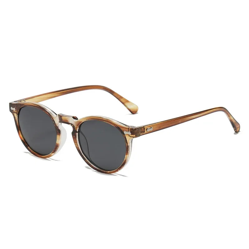 Round Tinted Myopia Glasses Men Black Lens Finished Prescription Nearsighted Glasses Retro Outdoor Shade Driving Sunglasses