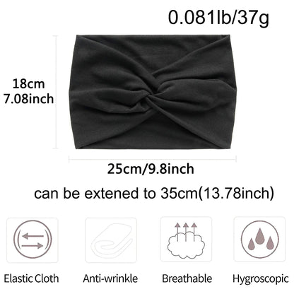 Wide Headbands for Women Large Turban Headwrap Boho Hairband Twisted Head Bands Sport Workout Stretch Non-slip Hair Accessories