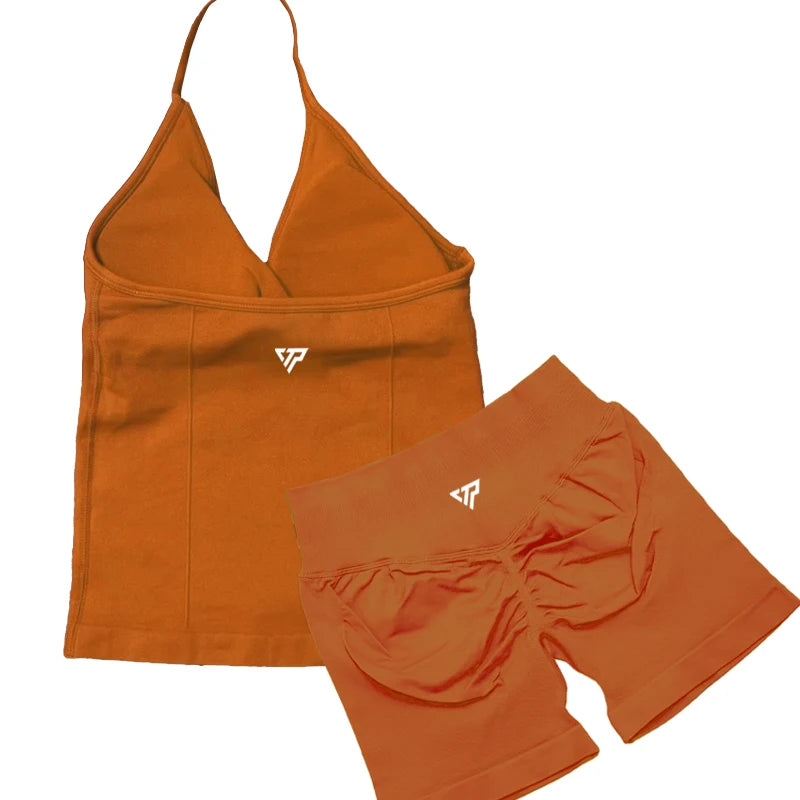 Ensembles 2 pièces Keep That Pump short haut tenues femme ensembles de yoga ensembles de sport soutien-gorge sans couture de haute qualité à lacets ensembles de sport anti-rayures