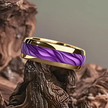 Bagues de mode en acier inoxydable argenté de 8 mm pour hommes, bagues incrustées de météorite en coquille d'ormeau rose pour hommes et femmes, bijoux de mariage