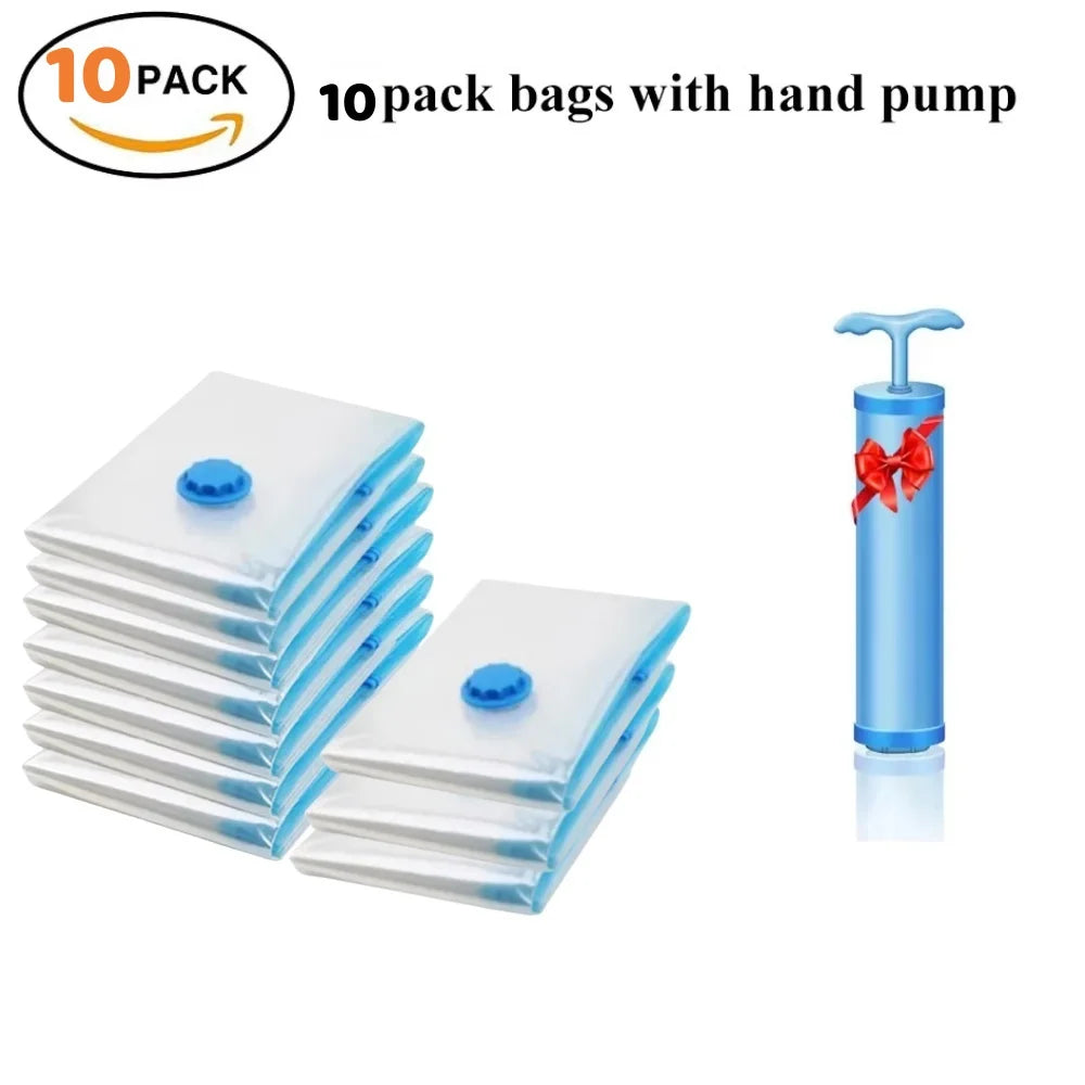 Vacuum Storage Organizer Bags, Travel Suitcases Essentials, Wardrobe Clothes Compression Packaging Sealing Bag Camping Equipment