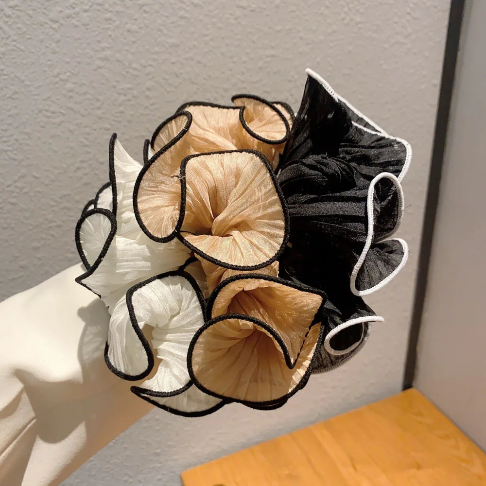 Mesh Pleated Hair Rope for Woman Simple Hair Ring Meatball Head Hair Tie Fashion Girl Does Not Damage The Hair Scrunchie