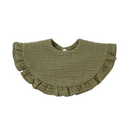 Baby Gauze Feeding Drool Bib Ruffle Solid Infants Saliva Towel Soft Cotton Burp Cloth For Toddler Kids Bibs Korean Style New