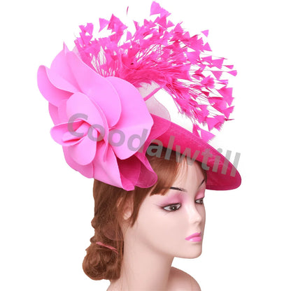 Big Flower Wedding Fascinator Hat Women Formal Party Tea Headpiece Ladies Cocktail Church Chapeau Cap Headband Woman Millinery