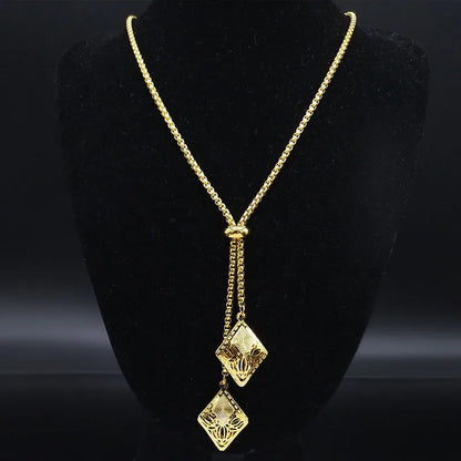 Fashion Bee Stainless Steel Long Necklace for Women Gold Color Statement Necklace Jewelry colgantes mujer moda N1525S03