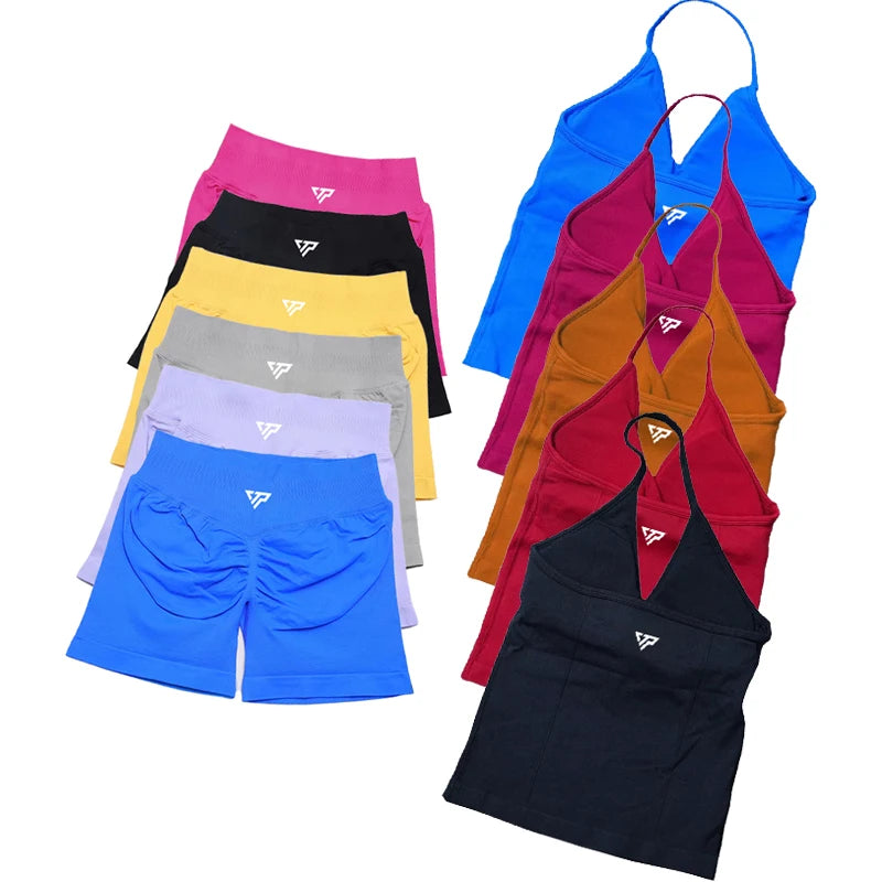 Ensembles 2 pièces Keep That Pump short haut tenues femme ensembles de yoga ensembles de sport soutien-gorge sans couture de haute qualité à lacets ensembles de sport anti-rayures
