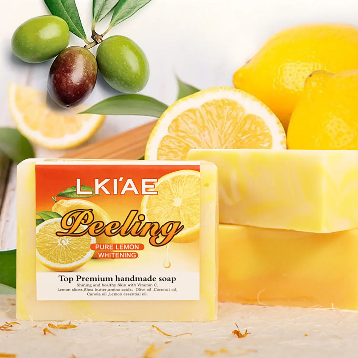 LKIAE Savon Éclaircissant au Citron Pur Naturel, Nettoyant Visage et Corps, Contrôle du Sébum, Élimine l'Acné, les Taches Brunes, les Points Noirs, 150g