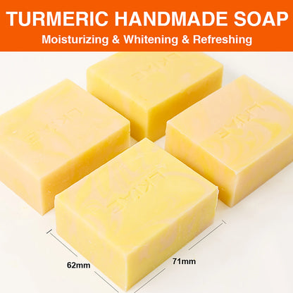 LKIAE Natural Turmeric Whitening Soap Bar, Anti Acne, Dark Spots, Moisturize and Smoothen Skin, With Honey, Glycerin, 150g