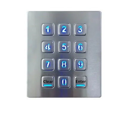 Industrial Keyboard with 12 Keys IP65 3x4 Kiosk Metal USB Keypad Stainless Steel Metallic Waterproof Slim Electric Lock Keypad