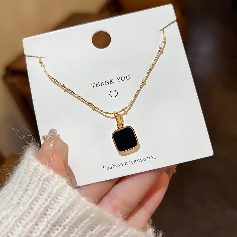 Colliers pendentifs géométriques simples pour hommes femmes en acier inoxydable bijoux rectangles Cadenas Para Hombre Collares Para Mujer
