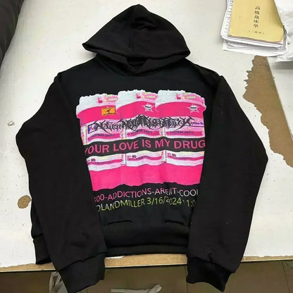 Sweats à capuche Droland Miller Scare Y2k Femme Gothique Punk Streetwear Grunge Haut Sweat-shirt Surdimensionné Harajuku Hip Hop Vêtements