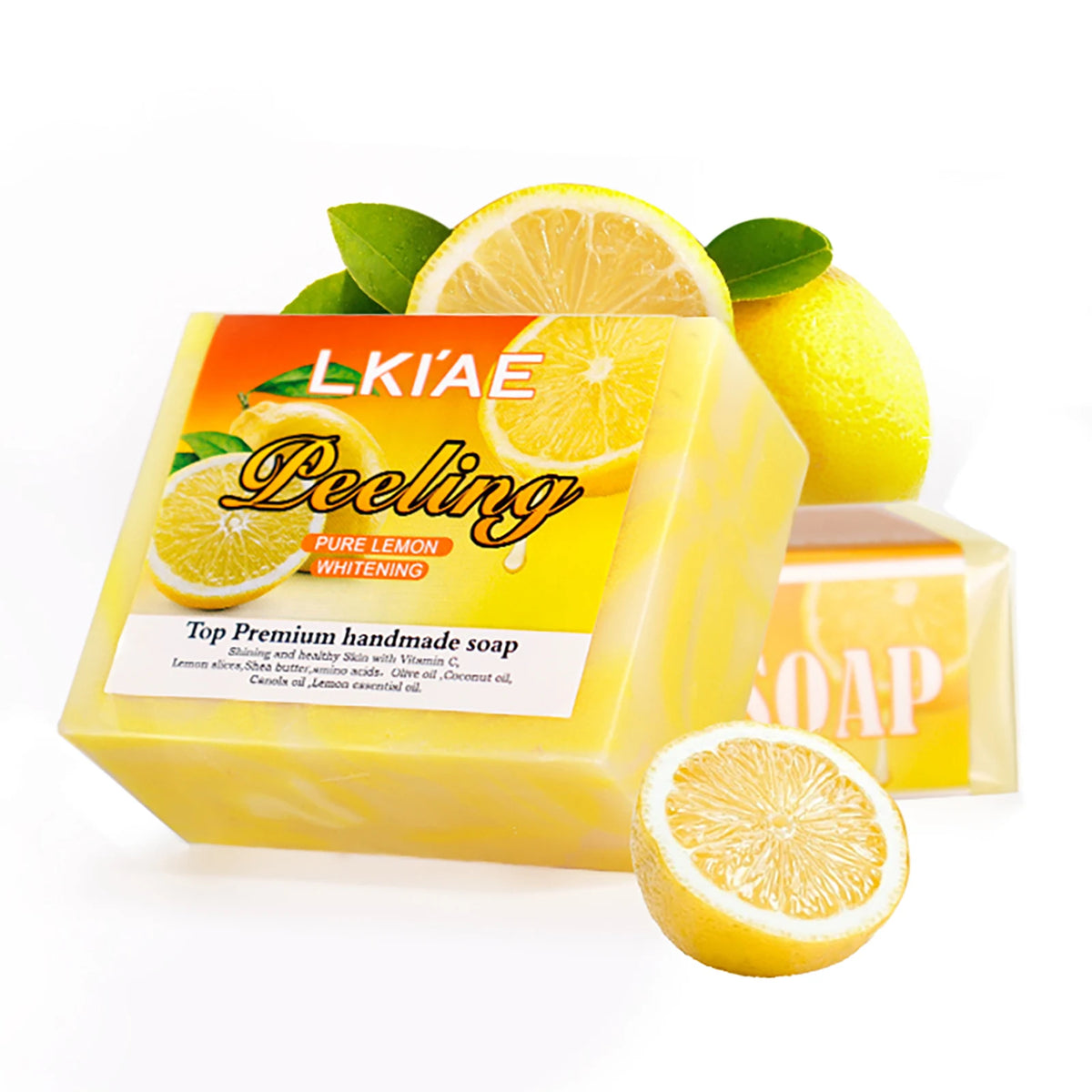 LKIAE Savon Éclaircissant au Citron Pur Naturel, Nettoyant Visage et Corps, Contrôle du Sébum, Élimine l'Acné, les Taches Brunes, les Points Noirs, 150g