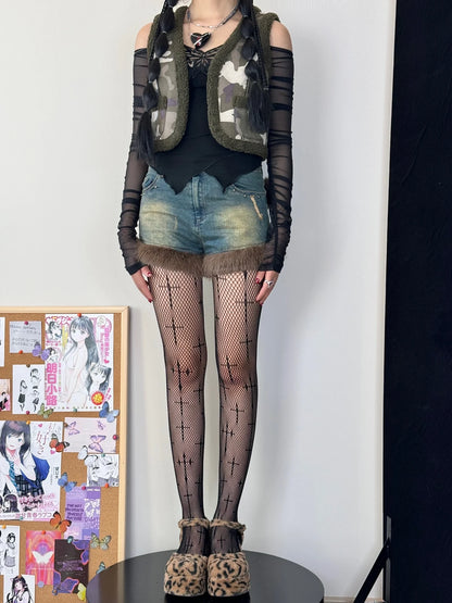 Woman Girls Fashion Punk Gothic  Fishnet Stockings Snake Skull Striped Mesh Tights Panties Lolita Plus Size Pantyhose Leggings