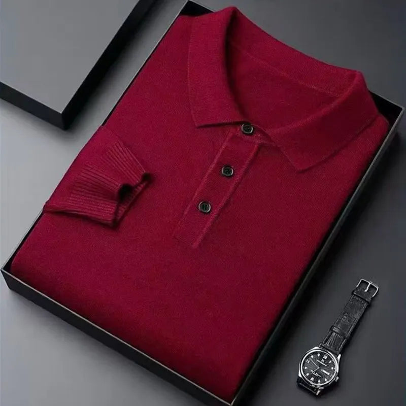 Men's 100% Mink Cashmere Large Size Sweaters Autumn Winter Solid POLO-neck Casual Knit Pullovers Long Sleeve Warm Jumper to
