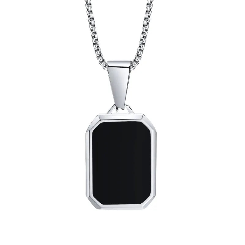 Colliers pendentifs géométriques simples pour hommes femmes en acier inoxydable bijoux rectangles Cadenas Para Hombre Collares Para Mujer