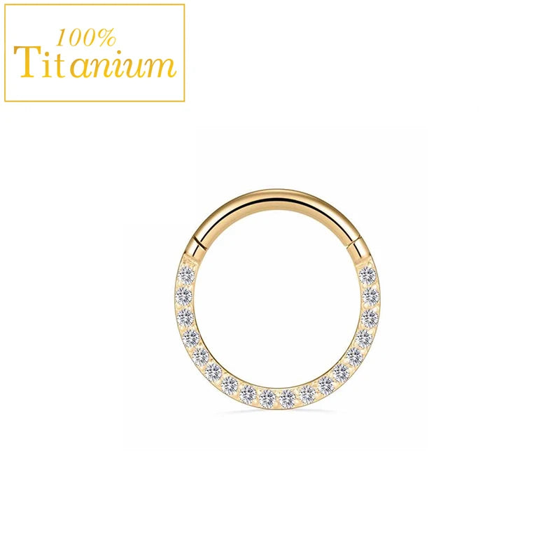 Anneaux de nez en titane G23, clicker de septum articulé, segment pour l'oreille, le tragus, le cartilage, l'hélix, le daith, le piercing labial, bijoux, boucles d'oreilles dorées