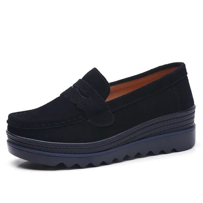 EOFK Printemps Automne Femmes Mocassins Plats Plateforme Dames Cuir Véritable Confort Compensées Mocassins Orthopédiques Chaussures Décontractées à Enfiler