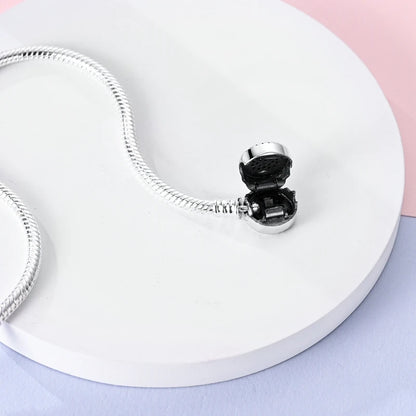 S925 Silver Plated Snake Bone Pattern and Inlaid Heart-Shaped Bracelet For Women Fit DIY Charms Beads Fine DIY Birthday Jewelry