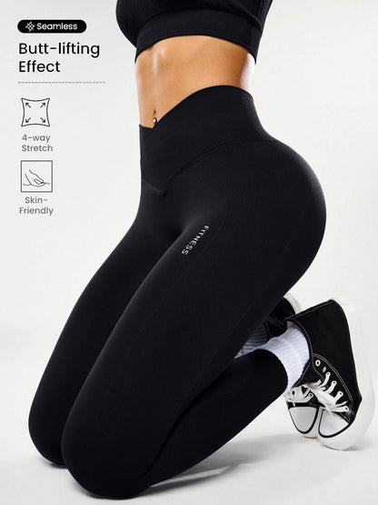 Legging de sport taille haute gainant pour femme, effet push-up, respirant, séchage rapide, avec découpe en V au dos