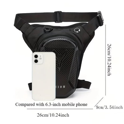 Motorcycle Leg Bag Waterproof Hard Shell Waist Pack, Outdoor Sports Thigh Bag for Men, Adjustable Strap for Riding & Hiking