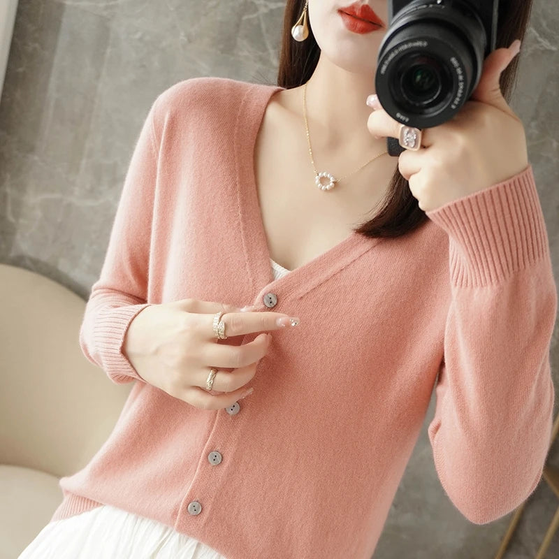 Pull ample pour femme à col en V, style vent frais et élégant