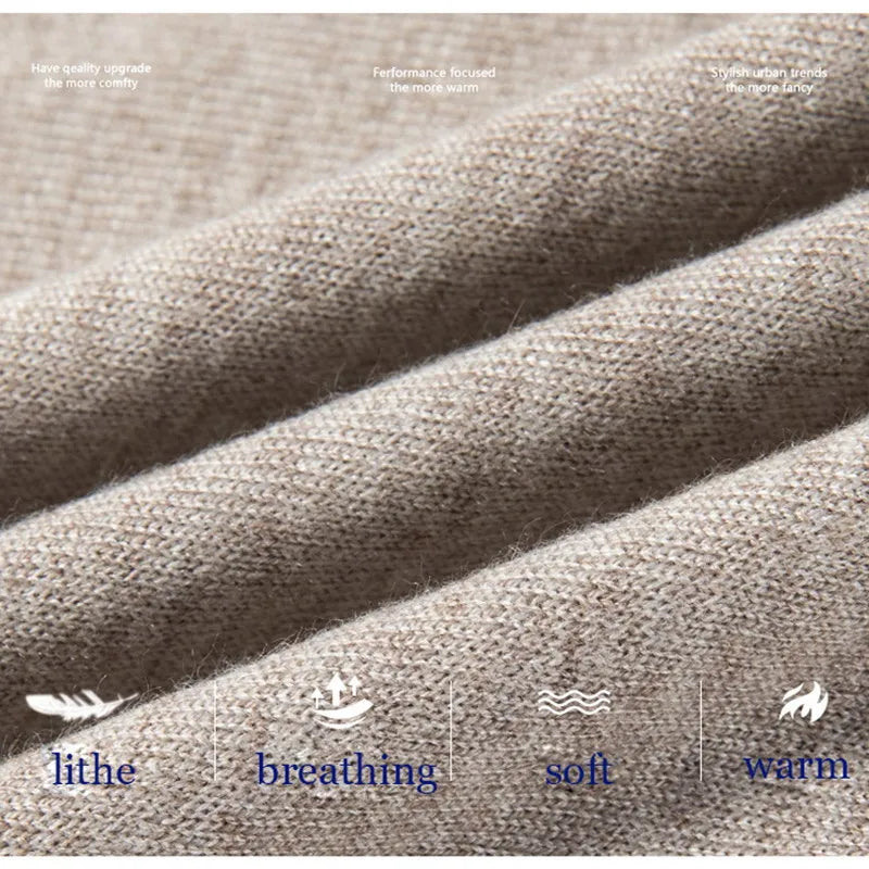 Men's 100% Mink Cashmere Large Size Sweaters Autumn Winter Solid POLO-neck Casual Knit Pullovers Long Sleeve Warm Jumper to