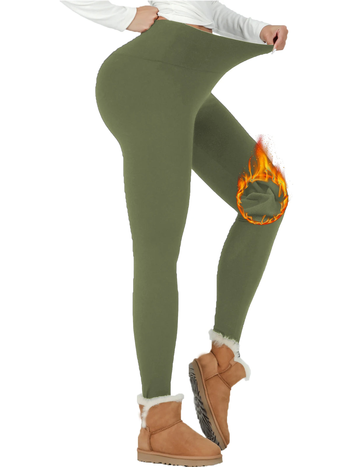 Womens Thermal Fleece Lined High Waisted Leggings. Workout Winter Warm Thick Tights Soft Yoga Pants