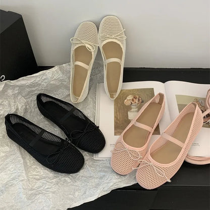 Nouvelles Chaussures Décontractées de Luxe Printemps/Été 2025 pour Femmes, en Maille Creuse avec Bande Élastique, Fond Plat Antidérapantes