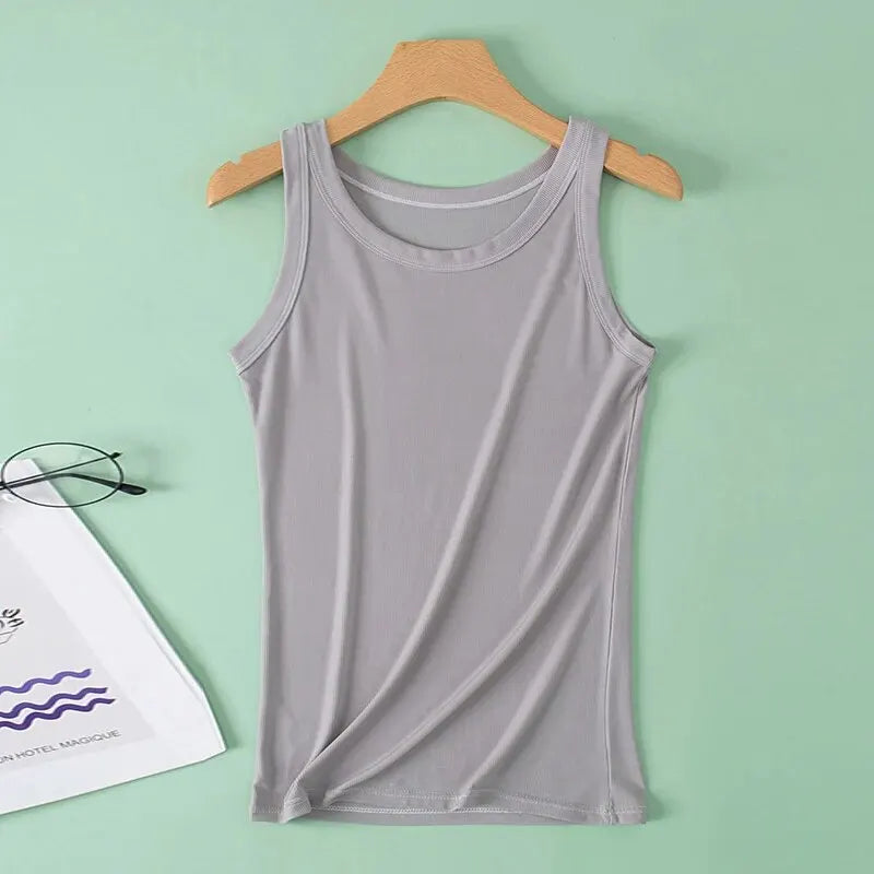 Ladies Four Seasons Solid Color Vest Fashion Joker Young Woman Threaded Camisole plus Size Bottoming Vest