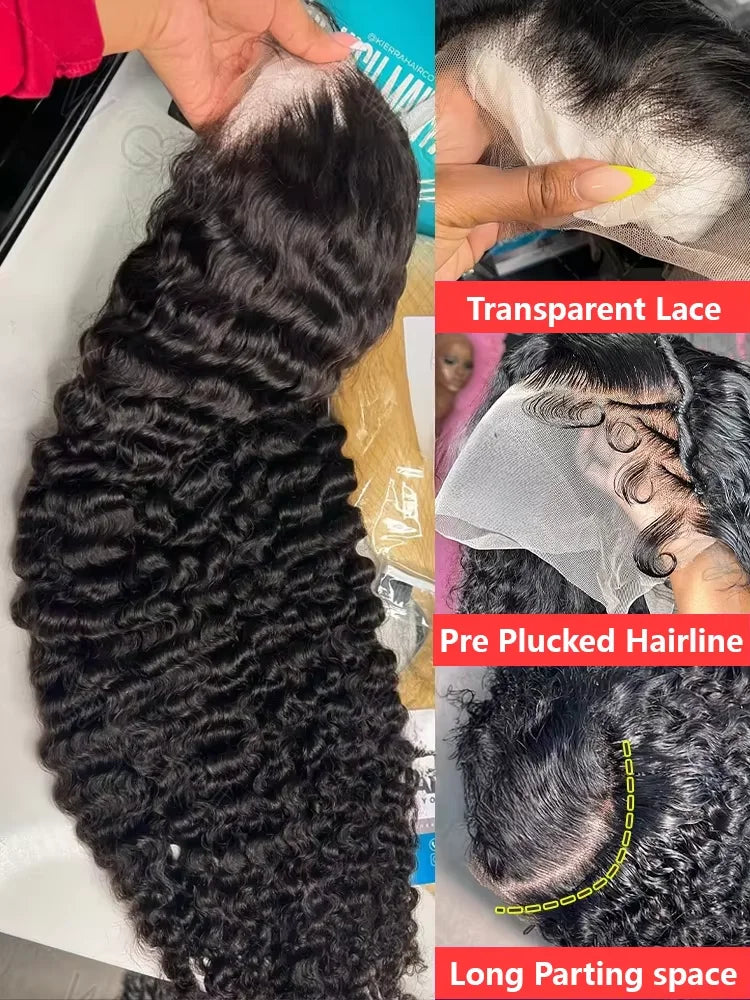 Wigirl 220 % 30 36 pouces HD Transparent 13x6 Perruques Cheveux Humains Ondulés Profonds Lace Front Remy Brésilien Frisé 13x4 Perruque Frontale Pour Femmes