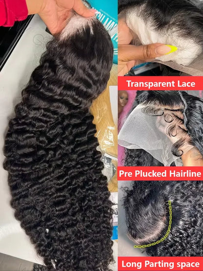 Wigirl 220 % 30 36 pouces HD Transparent 13x6 Perruques Cheveux Humains Ondulés Profonds Lace Front Remy Brésilien Frisé 13x4 Perruque Frontale Pour Femmes