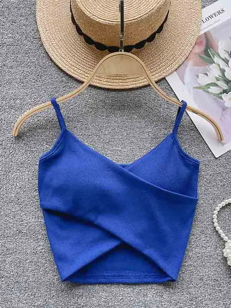 Débardeur Femme Élégant Chic et Mince, Camisole de Sport Décontractée Irrégulière, Bretelles, Couleur Unie, Tendance 2023 Y2K