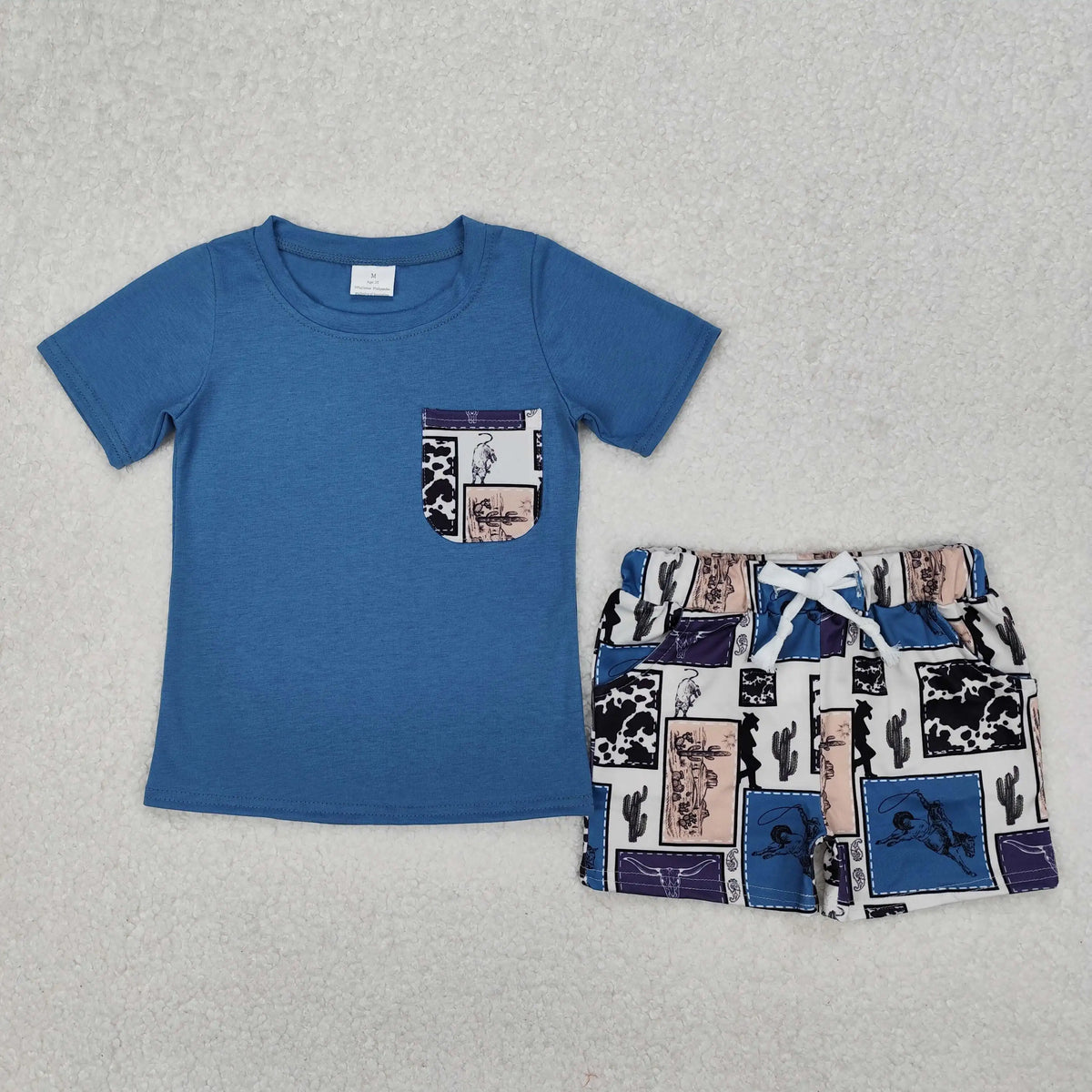 4.21y RTS Western Boys CAMO MAMA'S BOY Vintage Short Sleeve Back to School Pantsuit Children Outfits for Boys