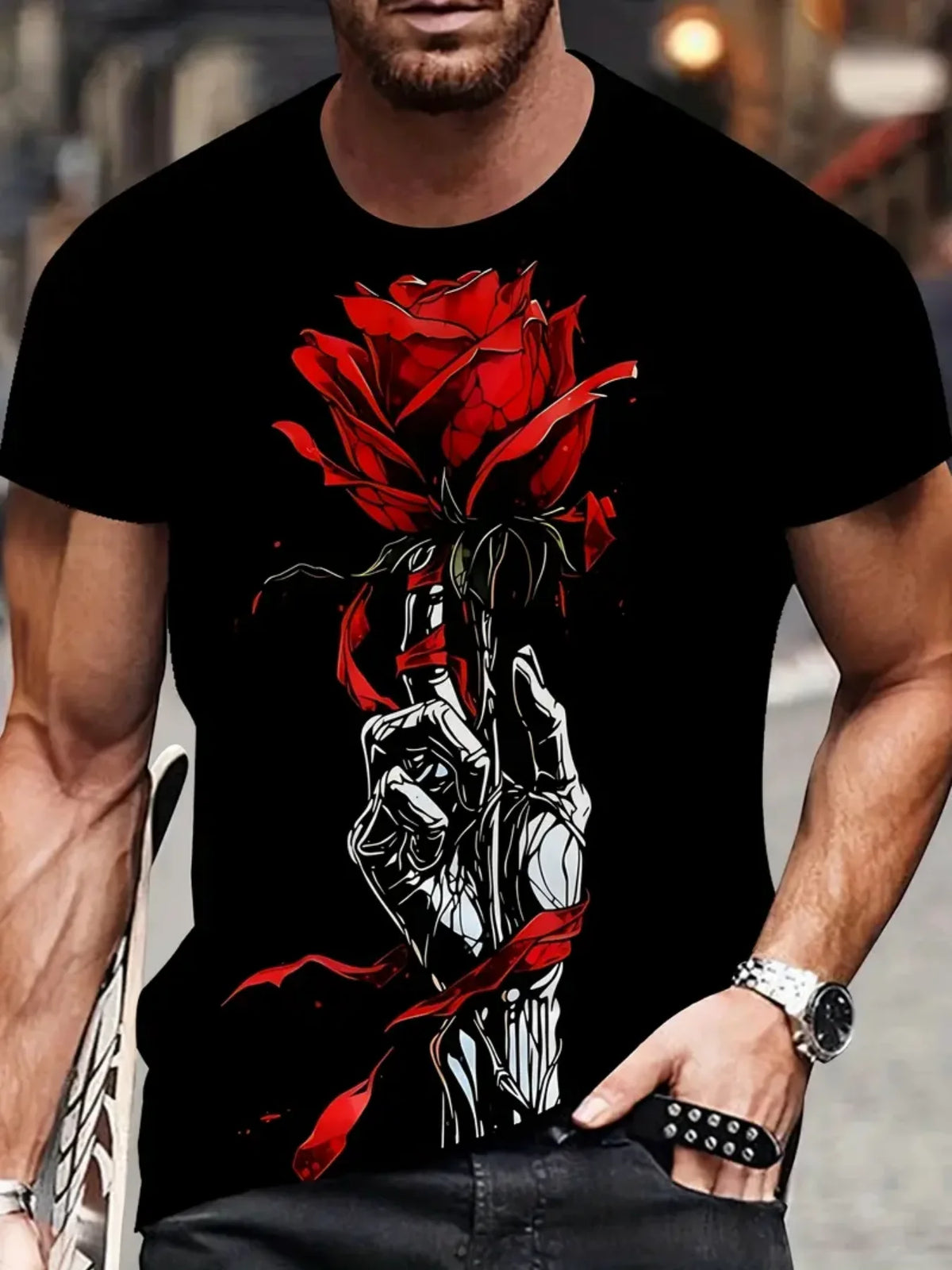 Men's Short Sleeve Tee 3D Skull Print Tops Crew Neck T-Shirts Summer Oversized T-Shirt Hip Hop T-Shirts for Men Luxury T-Shirt